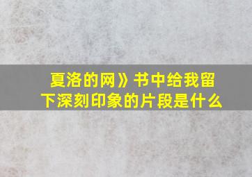 夏洛的网》书中给我留下深刻印象的片段是什么