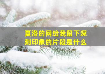 夏洛的网给我留下深刻印象的片段是什么