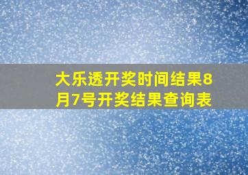 大乐透开奖时间结果8月7号开奖结果查询表