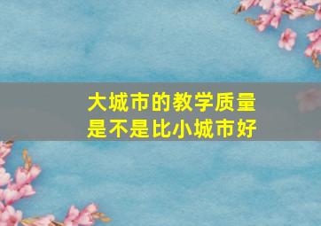 大城市的教学质量是不是比小城市好