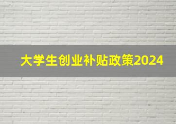 大学生创业补贴政策2024