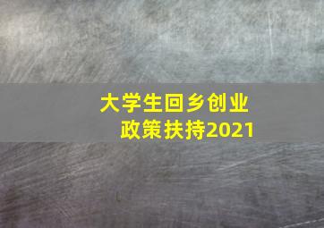 大学生回乡创业政策扶持2021