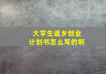 大学生返乡创业计划书怎么写的啊