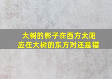 大树的影子在西方太阳应在大树的东方对还是错