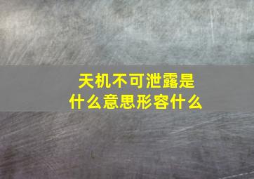 天机不可泄露是什么意思形容什么