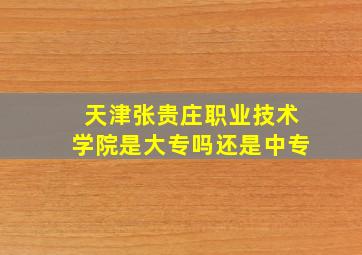 天津张贵庄职业技术学院是大专吗还是中专