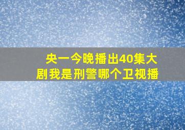 央一今晚播出40集大剧我是刑警哪个卫视播