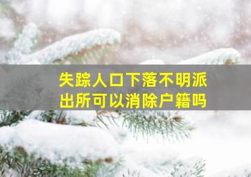 失踪人口下落不明派出所可以消除户籍吗