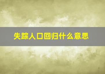 失踪人口回归什么意思