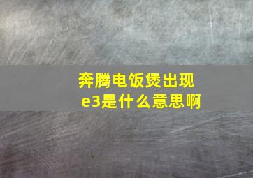 奔腾电饭煲出现e3是什么意思啊