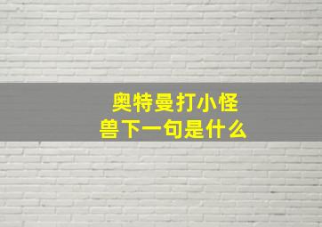 奥特曼打小怪兽下一句是什么