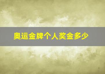 奥运金牌个人奖金多少