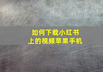 如何下载小红书上的视频苹果手机