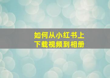 如何从小红书上下载视频到相册