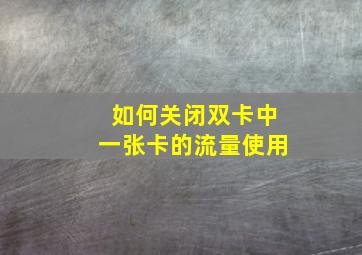 如何关闭双卡中一张卡的流量使用