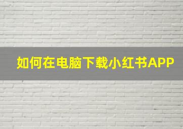 如何在电脑下载小红书APP