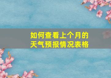 如何查看上个月的天气预报情况表格