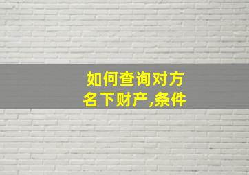 如何查询对方名下财产,条件