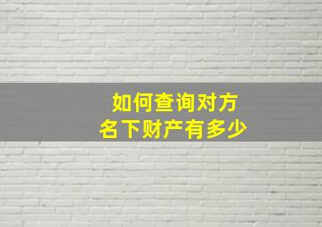 如何查询对方名下财产有多少