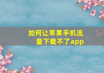 如何让苹果手机流量下载不了app