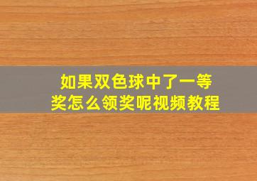 如果双色球中了一等奖怎么领奖呢视频教程