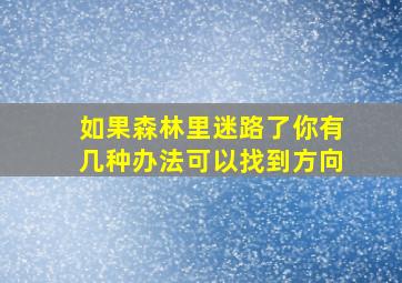 如果森林里迷路了你有几种办法可以找到方向