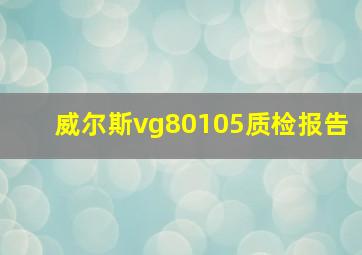 威尔斯vg80105质检报告