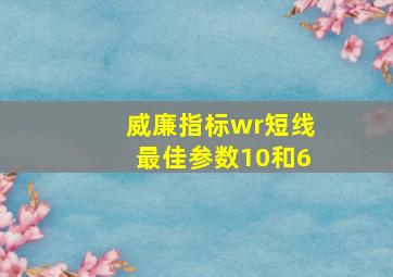 威廉指标wr短线最佳参数10和6