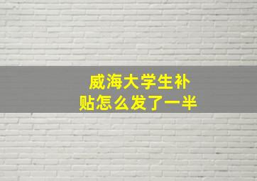 威海大学生补贴怎么发了一半