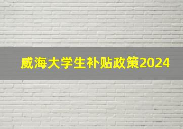 威海大学生补贴政策2024