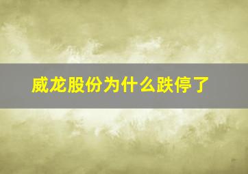 威龙股份为什么跌停了