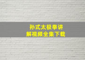 孙式太极拳讲解视频全集下载