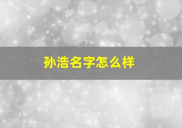 孙浩名字怎么样