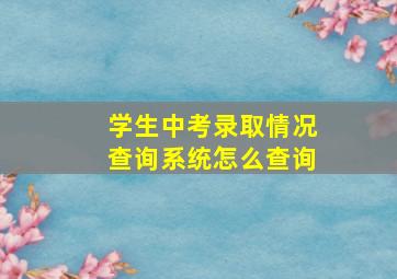 学生中考录取情况查询系统怎么查询