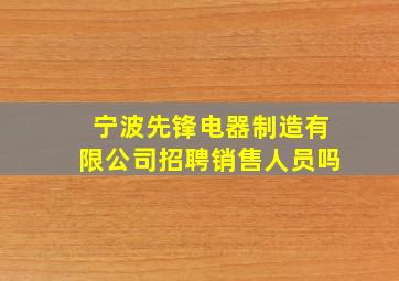 宁波先锋电器制造有限公司招聘销售人员吗