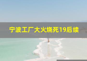 宁波工厂大火烧死19后续