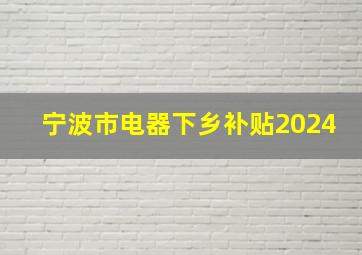 宁波市电器下乡补贴2024