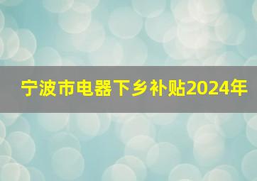 宁波市电器下乡补贴2024年