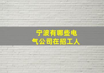 宁波有哪些电气公司在招工人