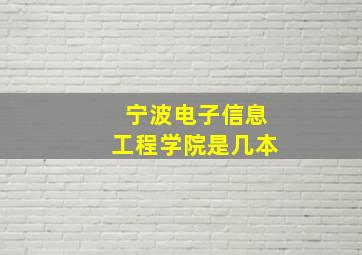 宁波电子信息工程学院是几本