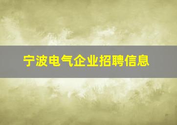 宁波电气企业招聘信息