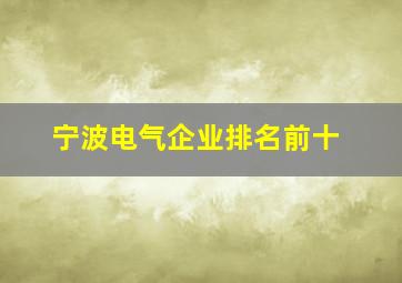 宁波电气企业排名前十