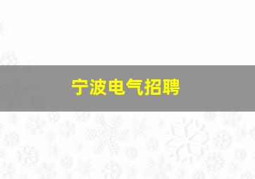 宁波电气招聘