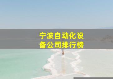 宁波自动化设备公司排行榜