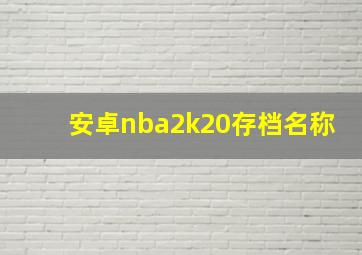 安卓nba2k20存档名称