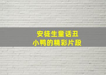 安徒生童话丑小鸭的精彩片段