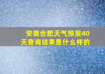 安徽合肥天气预报40天查询结果是什么样的