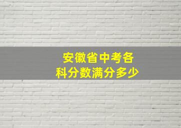 安徽省中考各科分数满分多少