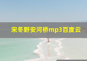 宋冬野安河桥mp3百度云