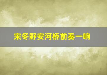 宋冬野安河桥前奏一响